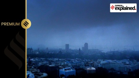 Monsoon in Mumbai skyline on Thursday evening.