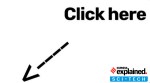 A photo with a white background and black text saying “Click here” with an arrow pointing to the bottom left of the photo.