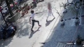 A video of the incident showed the accused stabbing the woman several times, even as a few passersby tried to intervene. (Screengrab)