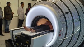 The machine delivers high-intensity, focussed radiation to just the brain tumour with less than a millimetre precision, leaving the surrounding tissue undamaged. (Photo Credit: Anonna Dutt)