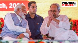 Prime Minister Narendra Modi with Odisha Chief Minister Naveen Patnaik during inauguration and foundation stone laying of various projects at Chandikhol, in Jajpur district, Odisha, Tuesday, March 5, 2024. (PTI Photo)