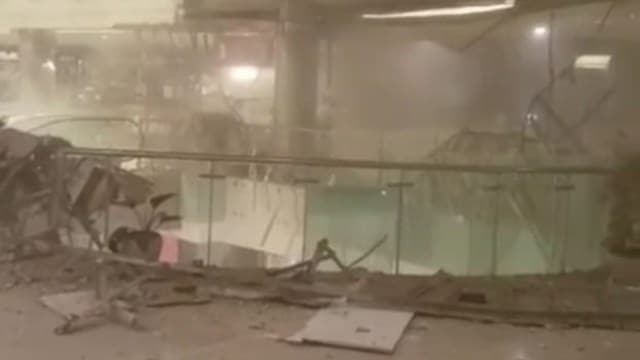 Greater Noida mall mishap, Delhi’s Ambience mall damaged roof, Delhi’s Ambience mall, Ambience mall renovation work, mall grille fell, victim’s father stages dharna, Galaxy Blue Sapphire Mall, Greater Noida West, delhi malls, delhi news, indian express news
