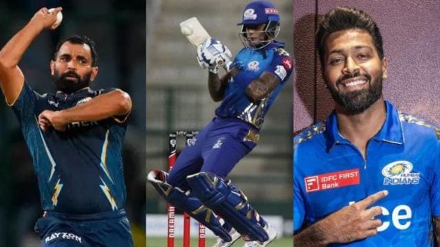 GT vs MI Playing XI, IPL 2024: Mohammed Shami, Suryakumar Yadav and Hardik Pandya from left to right. (FILE)