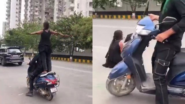 ‘titanic Pose On Moving Scooter Noida Police Impose Rs 33 000 Fine