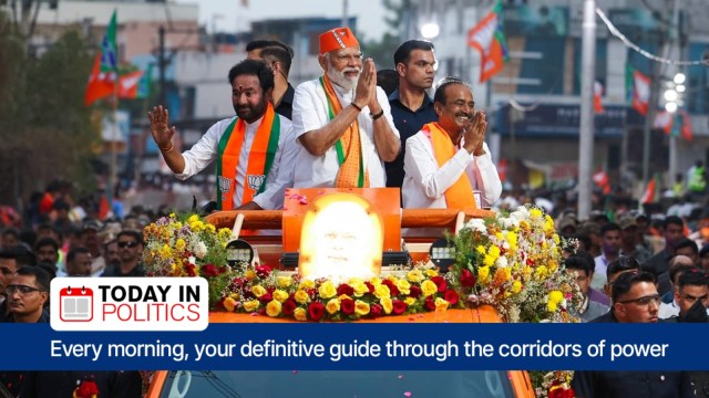 Prime Minister Narendra Modi during a roadshow in during the roadshow in Malkajgiri, Telangana. (Facebook/NarendraModi)