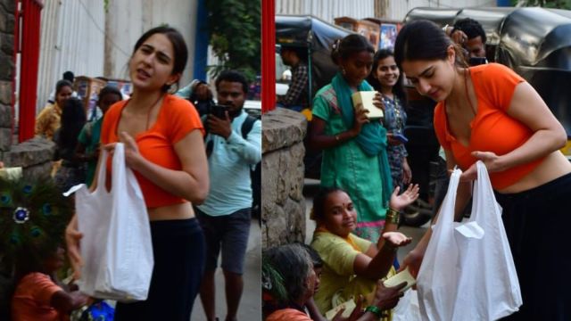 Sara Ali Khan schools beggar while distributing food, urges paps not to