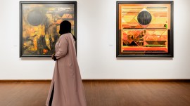 Raza: The Other Modern exhibition Dubai, S.H. Raza retrospective Dubai, Art exhibition Dubai March 2024, Progressive Art Gallery Dubai, Raza Bindu series exhibition, Raza art exhibition Dubai dates, Where to see Raza paintings in Dubai