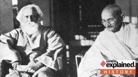 Rabindranath Tagore and Mahatma Gandhi in 1940.