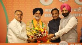 Former Indian Ambassador to the USA Taranjit Singh Sandhu joins the BJP in New Delhi on Tuesday. Express Photo by Tashi Tobgyal