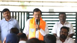 I am not contesting alone. I am backed up by both BJP and JD(S), who have a strong base in this constituency.