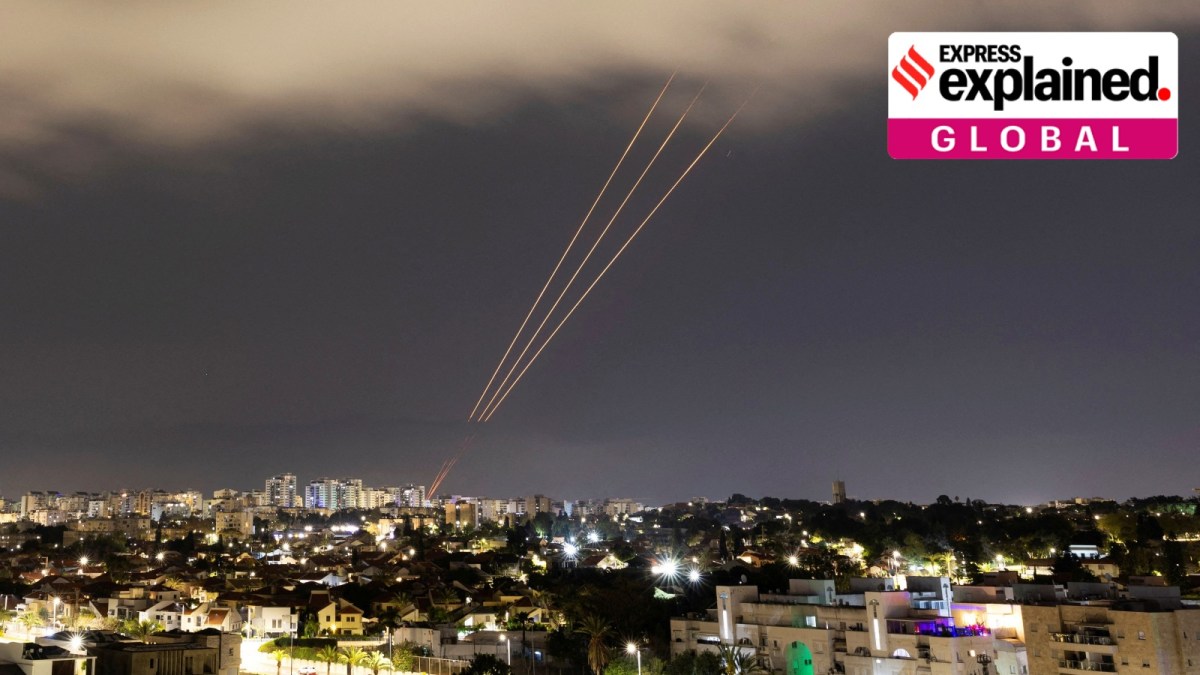 An anti-missile system operates after Iran launched drones and missiles towards Israel, as seen from Ashkelon, Israel on April 14, 2024.