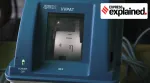 A demo VVPAT machine at a school in Delhi in 2019.