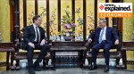 Tesla founder and CEO Elon Musk, left, meets with Chinese Premier Li Qiang in Beijing, Sunday, April 28, 2024.