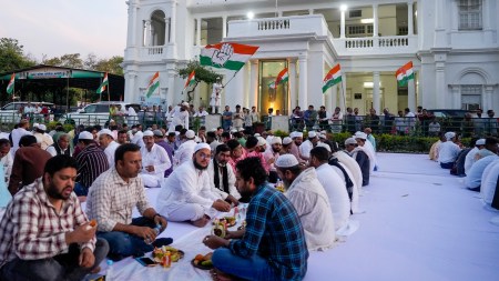 Iftar Bonhomie, INDIA allies organize iftar party, Congress, Samajwadi Party, akhilesh yadav, Avinash Pande, ajay rai, Delhi confidential, indian express news