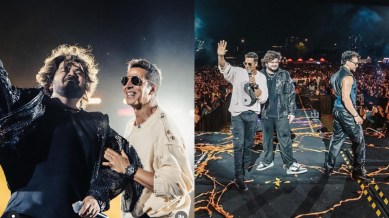 Akshay Kumar and Tiger Shroff joined Vishal Mishra on stage, at concert in Mumbai. (Photos: Instagram/vishalmishraofficial)