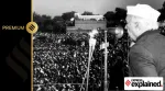Prime Minister Jawaharlal Nehru addressing a large public gathering. Express Archive