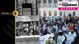 Some observers have compared the 1968 protests in Columbia University (left) to the ones currently ongoing. (NYT Archive/Wikimedia Commons, Reuters)