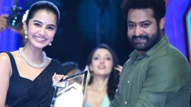 Anupama Parameswaran with Jr NTR at success meet of Tillu Square (Image: Instagram/Anupamaparameswaran)