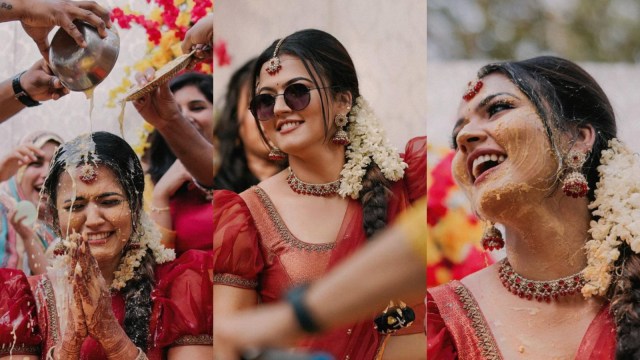 Aparna Das at her haldi ceremony