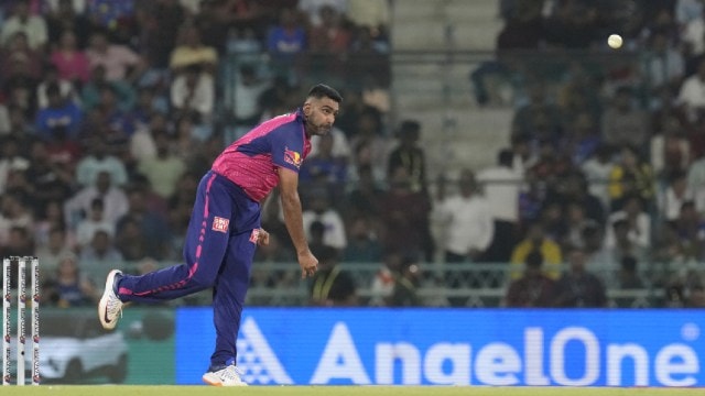 R. Ashwin of Rajasthan Royals during match 44 of the Indian Premier League season 17 (IPL 2024) between Lucknow Super Giants and Rajasthan Royals held at the Bharat Ratna Shri Atal Bihari Vajpayee Ekana Cricket Stadium, Lucknow ( Faheem Hussain/ Sportzpics)