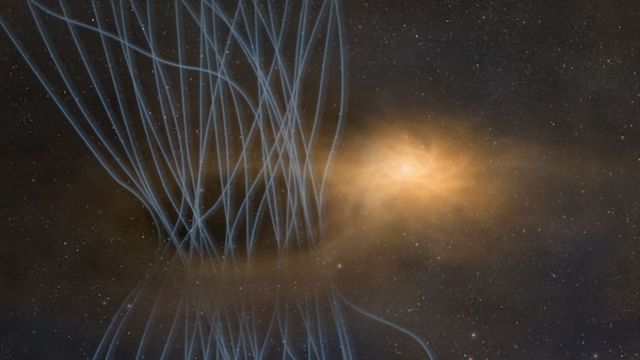 Illustration of an infant star "sneezing" out its magnetic flux. (Kyushu University)