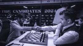 Candidates 2024 Live: Gukesh is on top of the standings along with Ian Nepomniachtchi, who he faces today. Praggnanandhaa is half a point behind. (FIDE/Michal Walusza)
