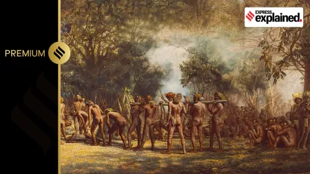A cannibal feast on Tanna, Vanuatu, c. 1885–1889.