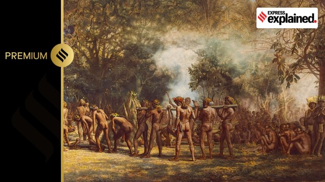 A cannibal feast on Tanna, Vanuatu, c. 1885–1889.