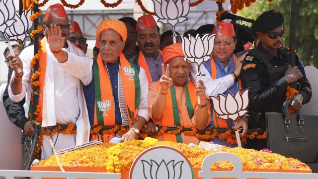Rajnath files nomination from Lucknow amid show of strength