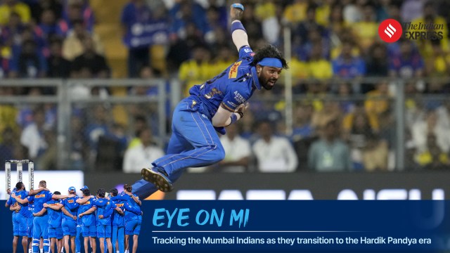 Hardik Pandya (c) of Mumbai Indians during match 29 of the Indian Premier League season 17 (IPL 2024) between Mumbai Indians and Chennai Super Kings held at the Wankhede Stadium, Mumbai