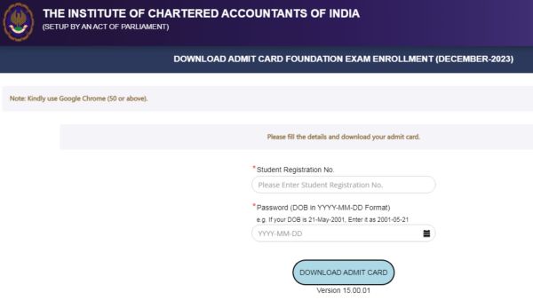 ICAI CA Admit card link activated, candidates to download frpm icai.org