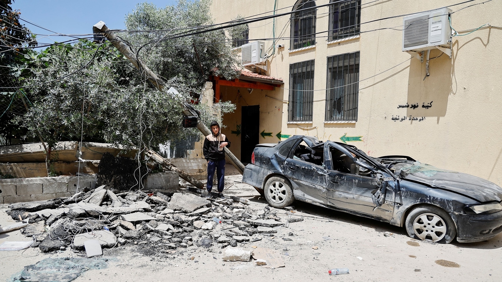 Aftermath of an Israeli raid at Nur Shams camp, in Tulkarm