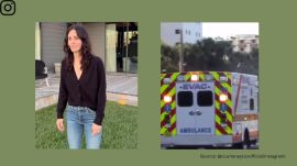 Courteney Cox pulls off a cartwheel