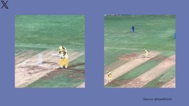 Fans cheer for MS Dhoni at Wankhede Stadium