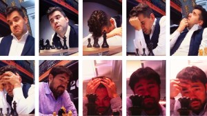 Chess: The several facial reactions of Hikaru Nakamura and Ian Nepomniachtchi during their match in the Candidates game (FIDE/Michal Walusza)