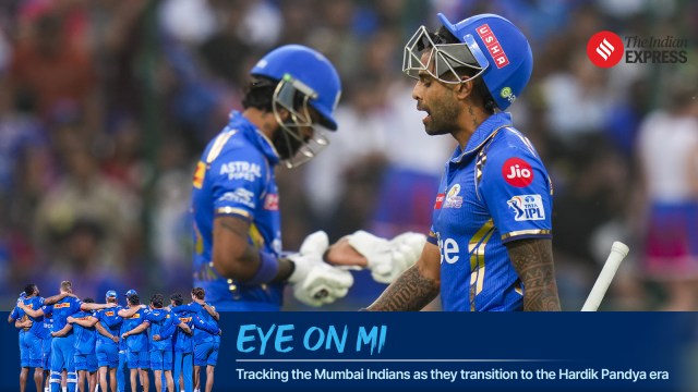 Mumbai Indians batter Suryakumar Yadav walks off the ground after being dismissed during the Indian Premier League (IPL) 2024 T20 cricket match between Delhi Capitals and Mumbai Indians at Arun Jaitley Stadium, in New Delhi, Saturday