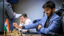 India's D Gukesh Gukesh became the youngest Candidates winner of all time on Monday. (FIDE)