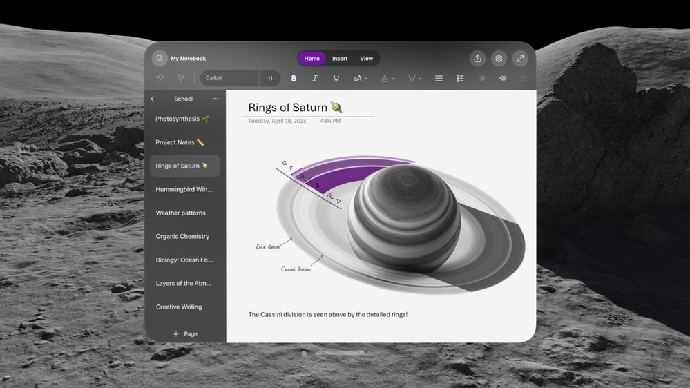 OneNote Vision Pro