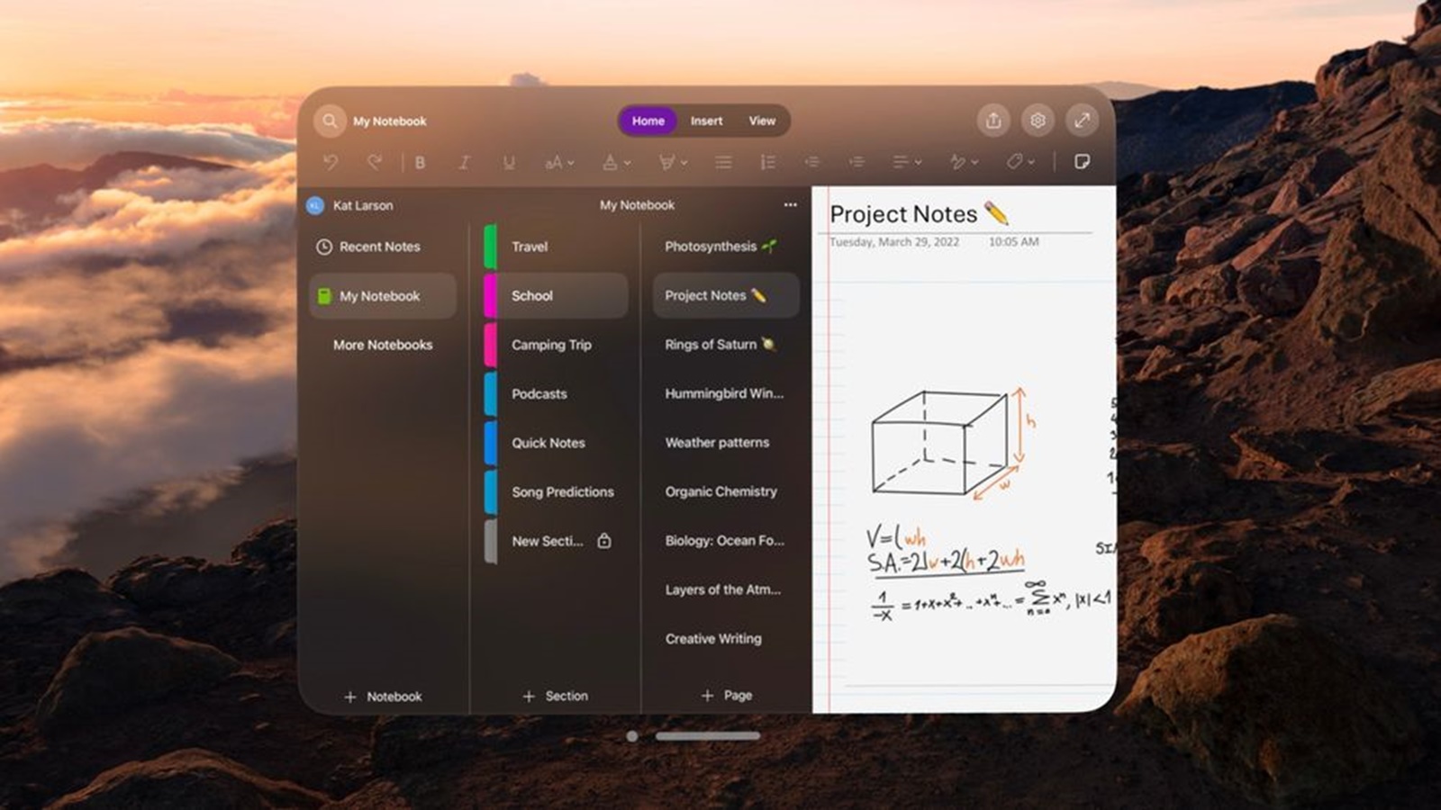 Microsoft OneNote now available for Apple Vision Pro as a native app