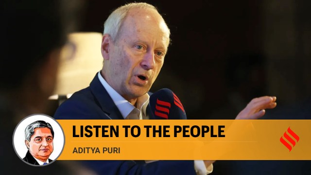 Political Philosopher and Author Michael Sandel at a recently held Indian Express Adda in New Delhi. (Express Photo by Tashi Tobgyal)