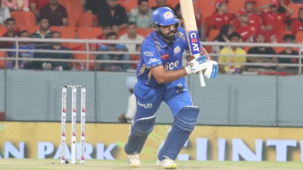 Mumbai Indians' Rohit Sharma in action during their match against Punjab Kings at the PCA Stadium in Mullanpur (Express Photo by Kamleshwar Singh) 