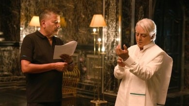 Shankar and Kamal Haasan on sets of Indian 2
