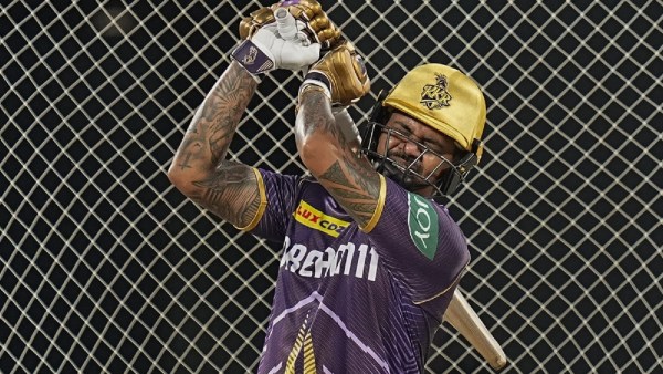 IPL Match Today: Kolkata Knight Riders' Sunil Narain during a practice session ahead of the Indian Premier League (IPL) 2024 T20 cricket match between Chennai Super Kings and Kolkata Knight Riders, in Chennai.