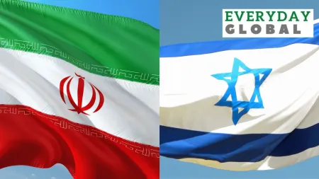Iran and Israel flags.