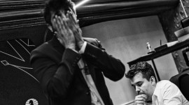 Candidates 2024 Live: Ian Nepomniachtchi defeated Vidit Santosh Gujrathi in a marathon battle in Round 11 to take sole lead in the Candidates tournament standings. (PHOTO: Maria Emelianova/Chess dot com)