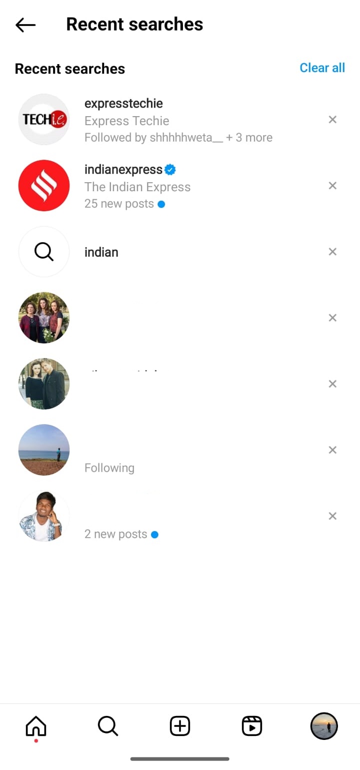 Instagram clear search history