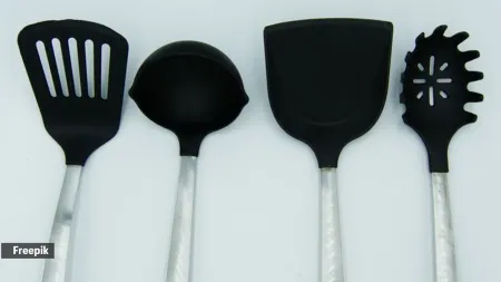 black plastic utensils