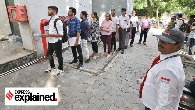 A long queue outside a Canada Visa application centre in Ahmedabad last year.