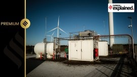 A hydrogen test station near the Siemens Gamesa design center in Brande, Denmark, Feb. 11, 2022.