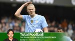 Manchester City's Erling Haaland reacts during the English Premier League soccer match between Manchester City and Luton Town at Etihad stadium in Manchester, England, Saturday. (AP)